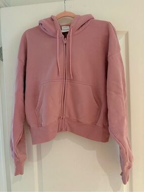 Aritzia Women's Pink Zip-Up Hoodie boxy Jacket